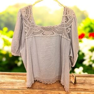 Democracy  Crochet Accent Blouse